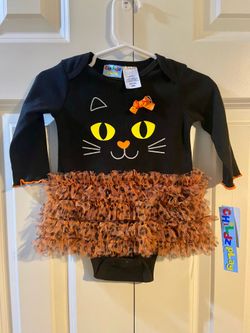 Childs Play Girls Halloween Cat onesie with Tutu