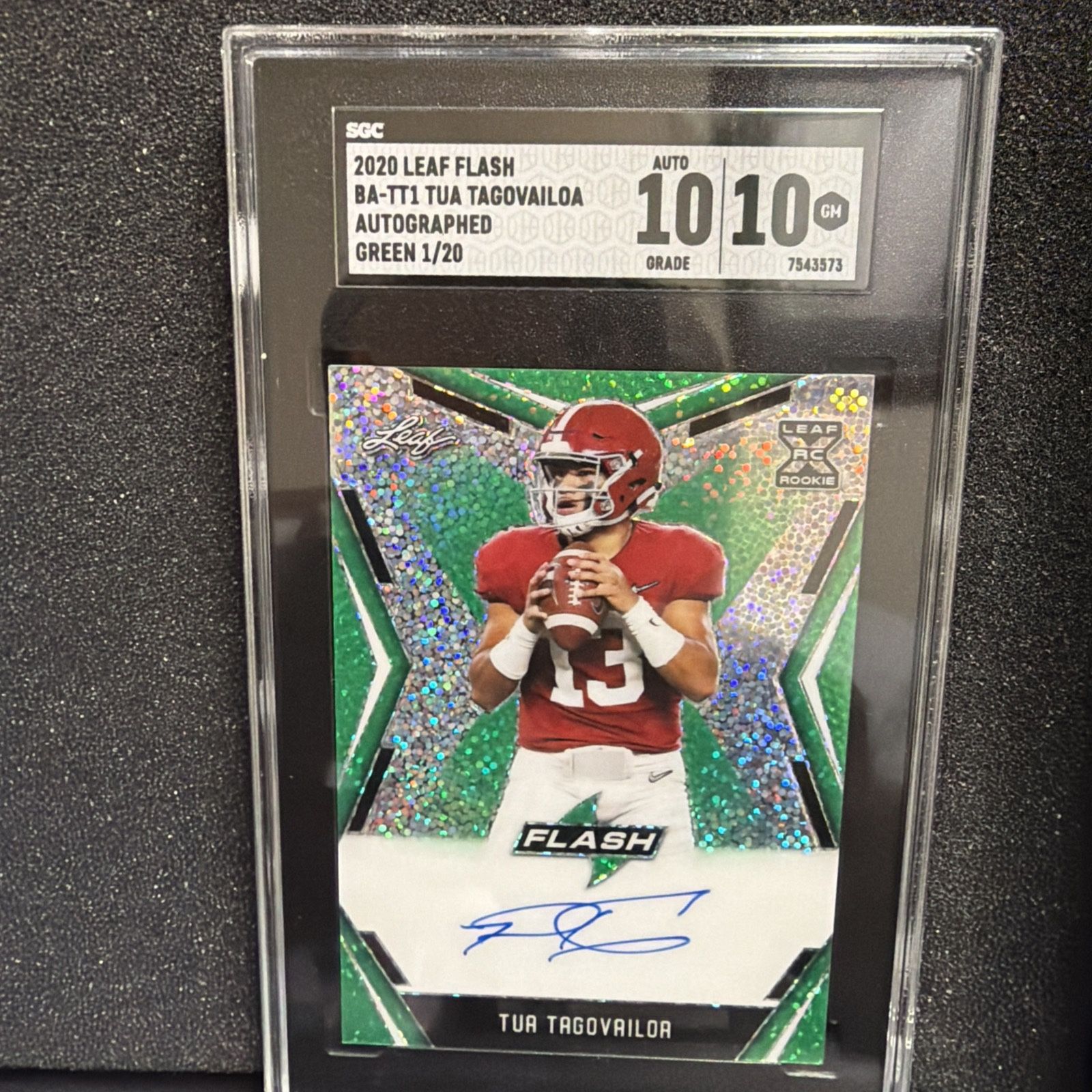 2020 Leaf Flash Tua Tagovailoa #BA TT1 Green /20 (AU, RC) perfect 10