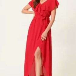 Allegra K Women's  V Neck Maxi Wrap Dress