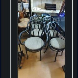Thonet Style Bentwood Dining Chairs Set Of 4

Sweetheart Cafe Chairs

35" tall 18" wide

armchair is 24" wide

Last pictures are price references