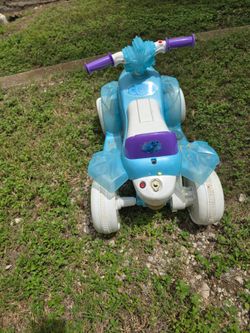 Childs blue and white  princess riding toy