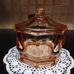 Vintage Pink Depression Glass Box With Lid