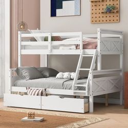 Twin Over Twin With Trundle Bunk Bed White
