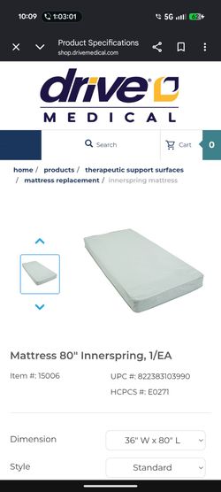 Drive Medical Innerspring Mattress 36x80