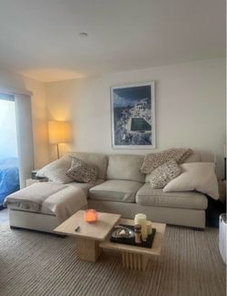 Beige Pottery Barn Sectional Sofa with Chaise