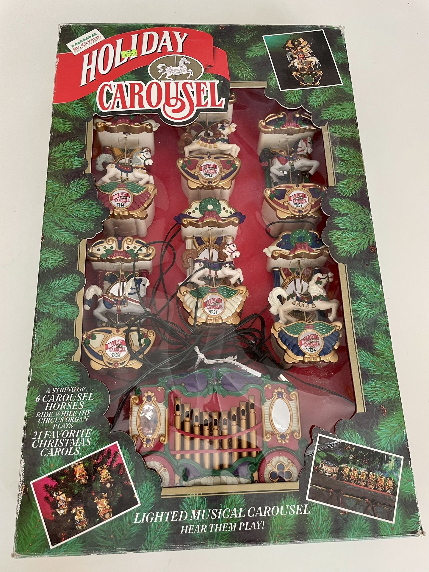 Vintage Mr. Christmas Holiday Carousel 6 Horse, 21 Holiday Carols, The Music, Lights And Riding Horses All  Work!   See The Pics For A List Of Songs 