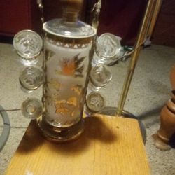 Antique Decatur With 6 Glasses 