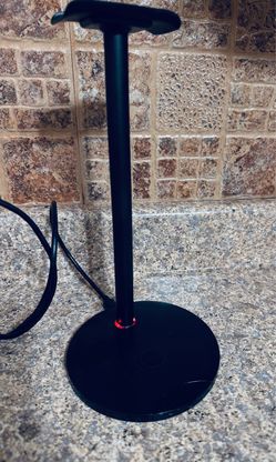 Black Headphone Stand , Phone charger with LED Light