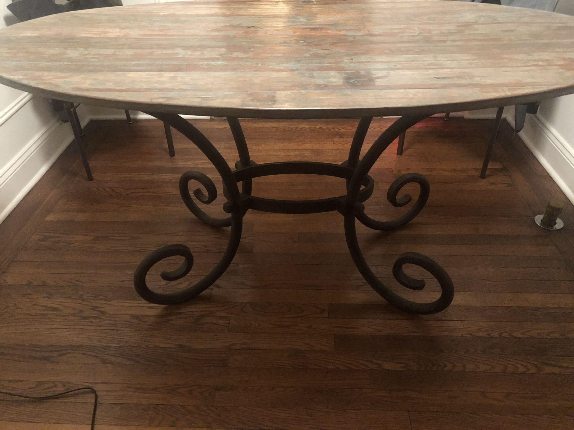 Kitchen Table - wood table top and cast Iron Legs/base (Price $200.00)