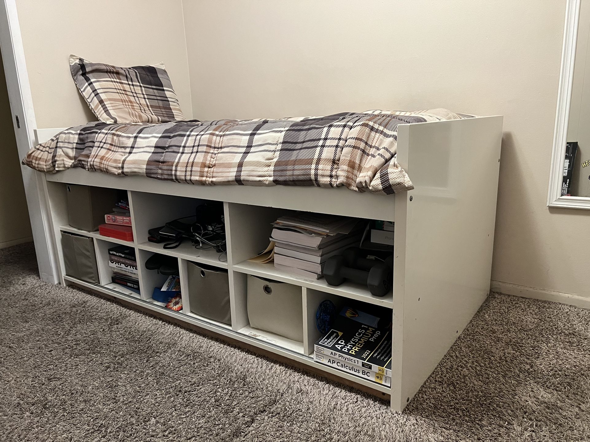 White IKEA Twin Bed with Storage