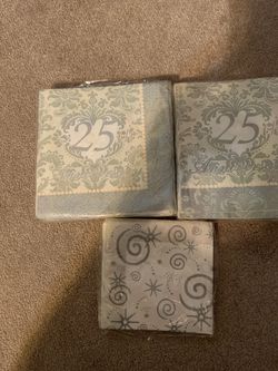 25th anniversary luncheon napkins 2-packs and 1 pack celebration beverage napkins