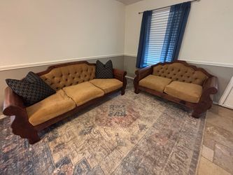 Vintage Tufted Sofa and Loveseat Set