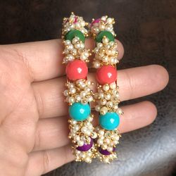 Gold Plated Pearls Multicolor Bangles Size 2-4 2-6 2-8 2-10 Available 