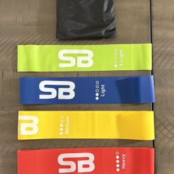SB SOX Resistance Loop Bands Set 5 Levels + Pouch, physical therapy, yoga, glute/leg travel workout