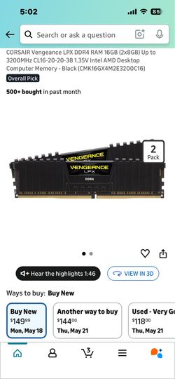 Ddr4 ram 16gb (8x 2)