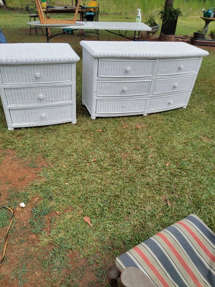 Two Vintage Wicker Drawer Dressers