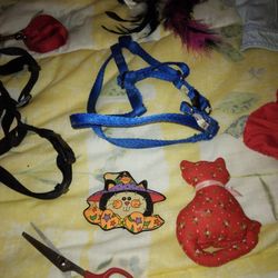 2 Small Medium Dog Harness, Red Leash, Cat Toys $10 -Ship $3.50