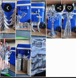 Silver white Christmas decor and figurines
