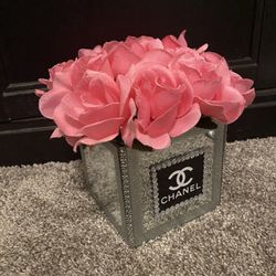 Fashion Mirror Pink Rose Flower Vase 