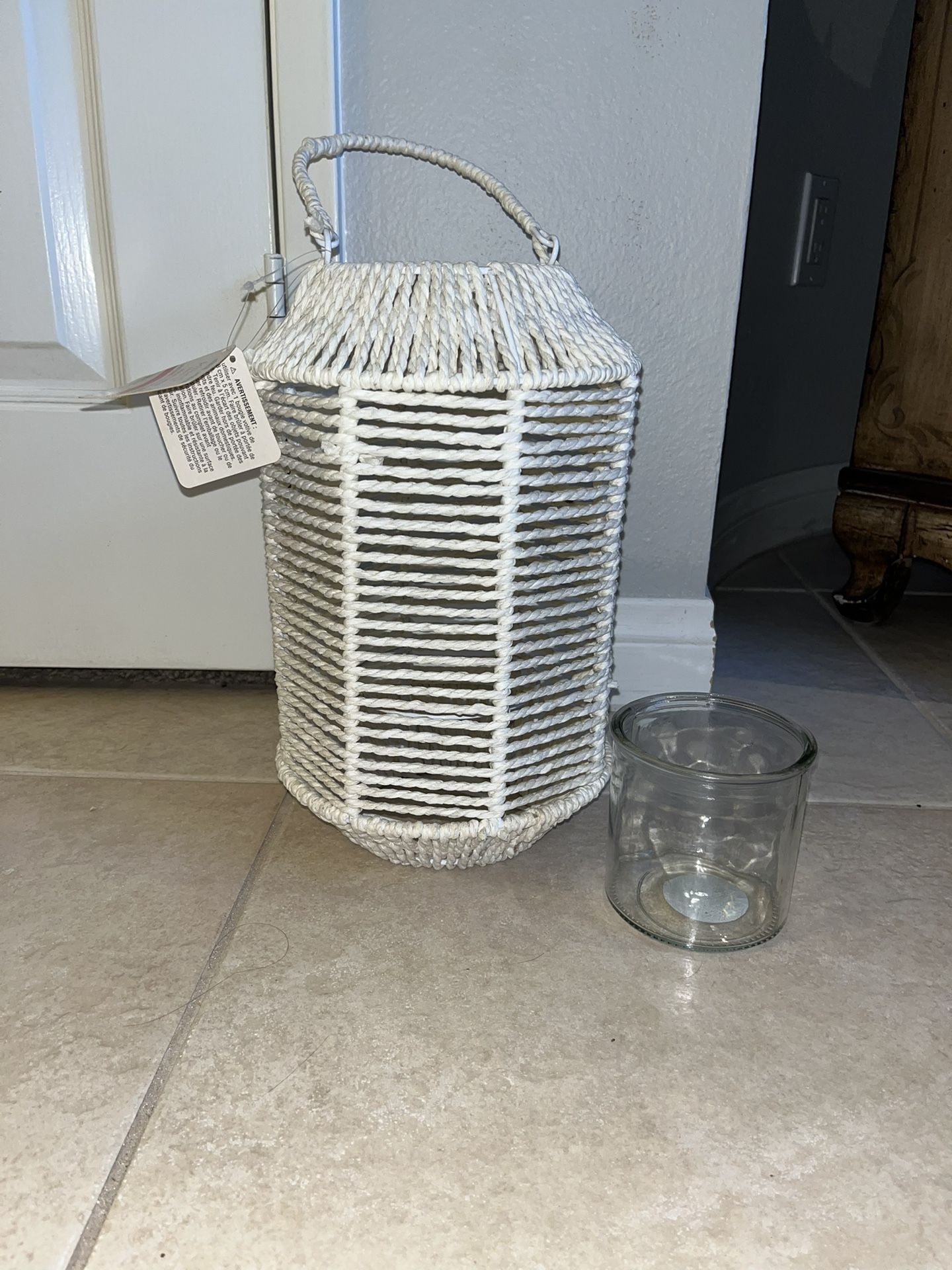 Lantern With Glass Candle Holder 