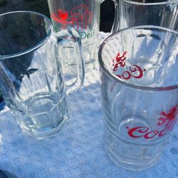 Larger 8 Inches Beer Mugs Two Have Advisement , Coors, And Macris  Great Shape, 