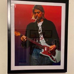 Kurt Cobain custom Art Piece in black frame