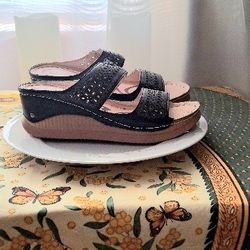 Orthopedic Soft Wedge Sandals Super Light Black Size 38