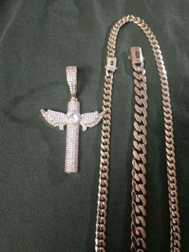 Stainless Steel Chain And Bracelet Charm Set