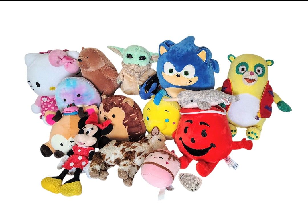 Plushies Kids Star Wars, Disney, Squishmallow, Sonic, Animals And More WOULD TRADE  
