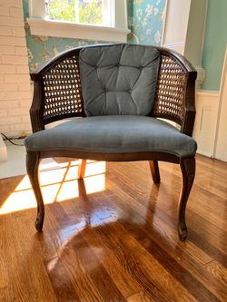 Mid century cane barrel chair