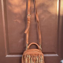 Brown Cross Body Fringe Purse 