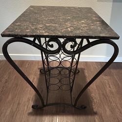 Marble Top Side Table/ Wine Rack