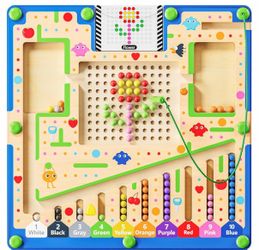 Wholesale Magnetic Color and Number Maze,Montessori Wooden Color Matching Learning Counting Puzzle Board,Toddler Fine Motor Skills Toys for Boys Girls