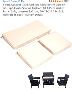 GleamFolly 3-Pack Outdoor Patio Cushion Set