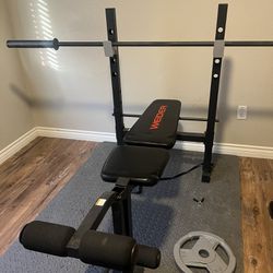 Weight Bench With Bar And Weight