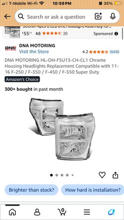DNA MOTORING HL-OH-FSU13-CH-CL1 Chrome Housing Headlights Replacement Compatible with 11- 16 F-250 / F-350 / F-450 / F-550 Super Duty
