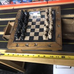 Vintage Hand Carved Chess Set