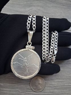Cadena y bizel y moneda plata 925 24" 4.5mm