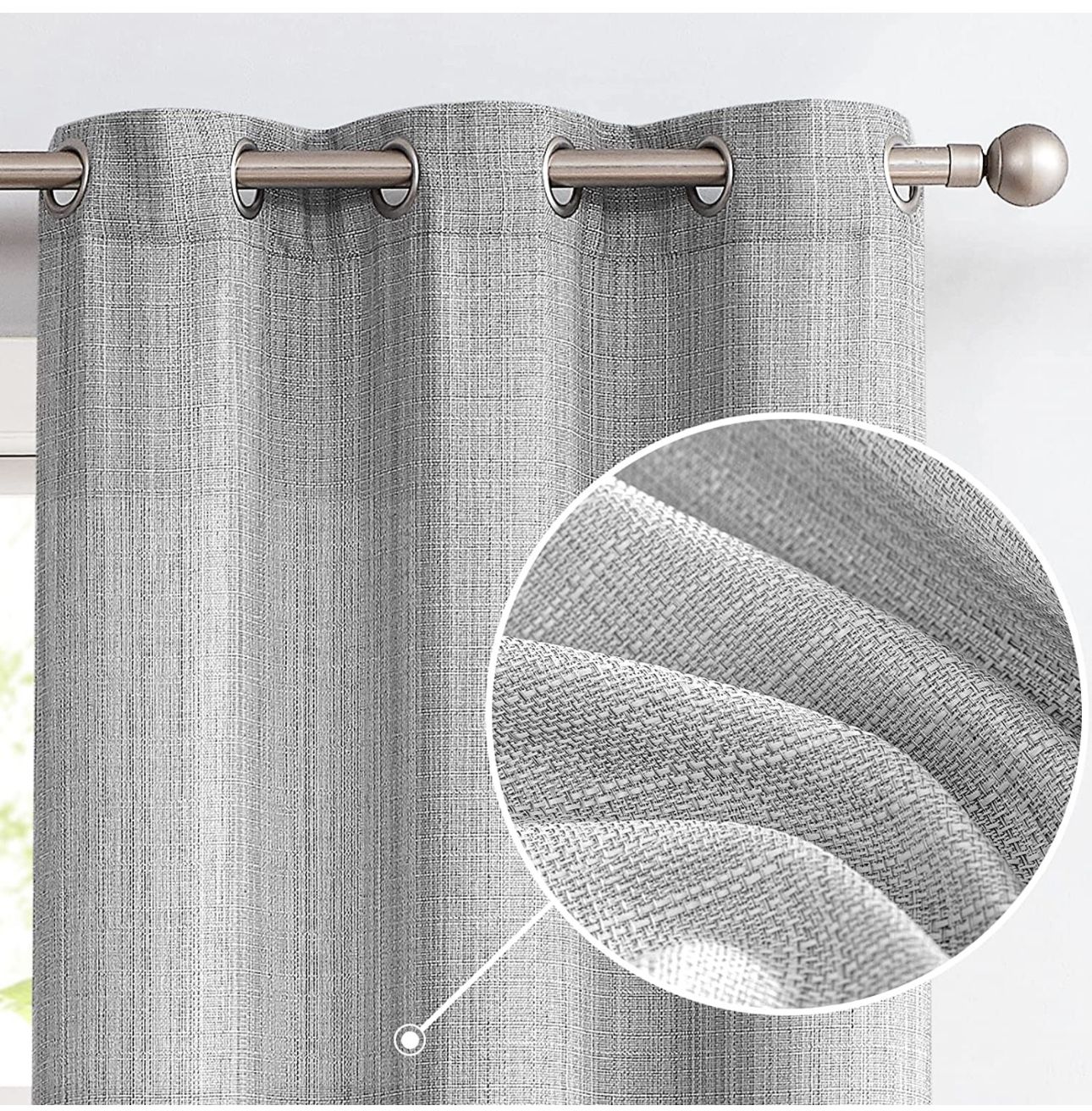 jinchan Curtains Linen Textured Casual Weave Curtain for Living Room Bedroom Win