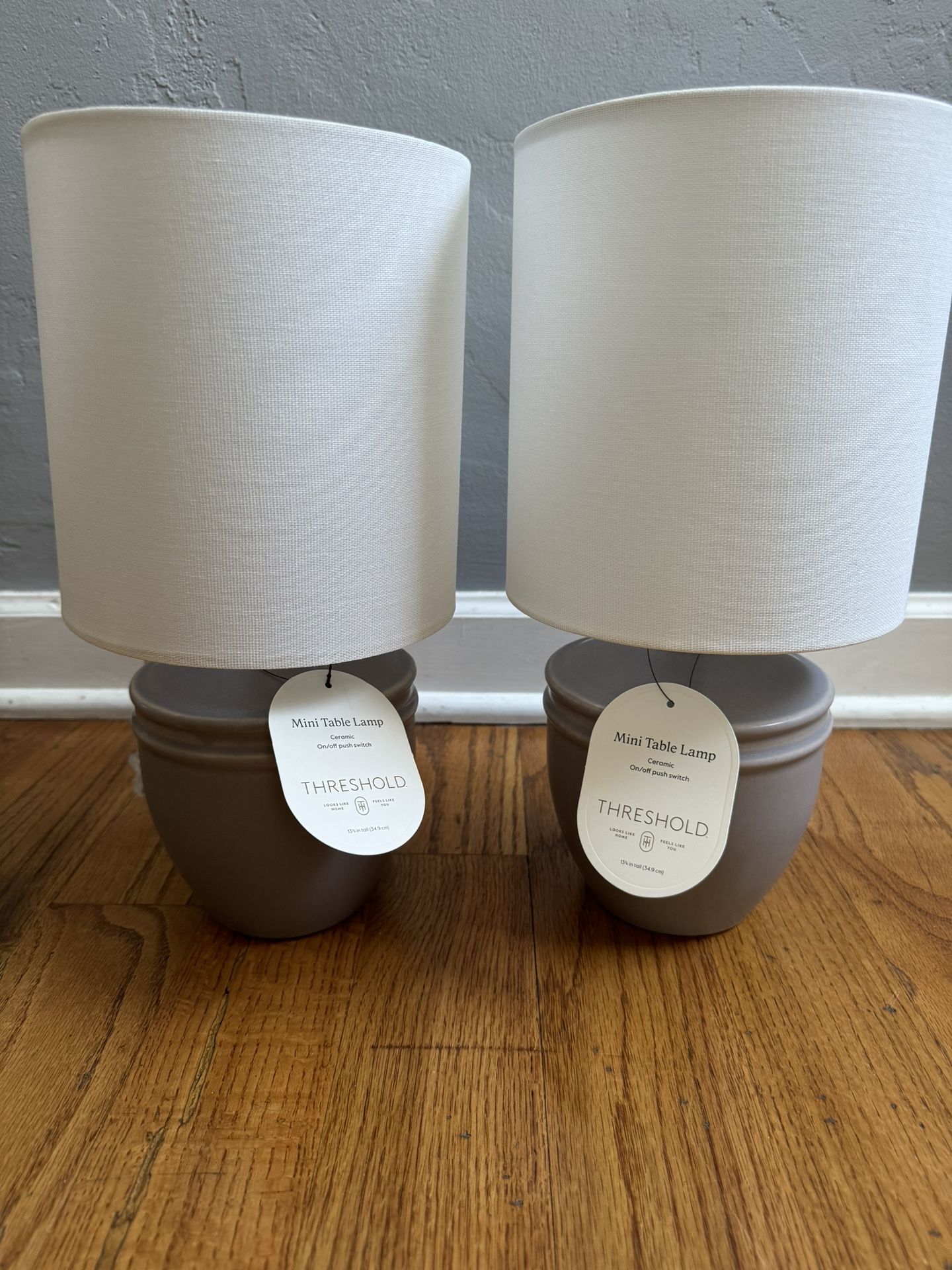 NEW Set of 2 Threshold Ceramic Mini Table Lamps READ DESCRIPTION