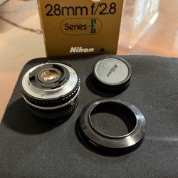 Nikon Series E 28mm f/2.8 AIS Lens w/ Original Box & HN-1 Hood - Excellent