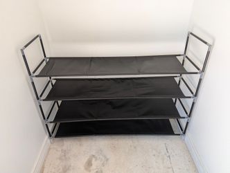 4-Tier Shoe Rack, Shoe Storage for Hallway Closet,  Metal Frame, Non-Woven Fabric, Fits 16-20 pairs