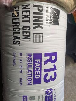 Owens Corning R13 Faced Insulation. 10 pieces. 2x4 walls. 23" Wide, 93"Long, 3.5" Thick.