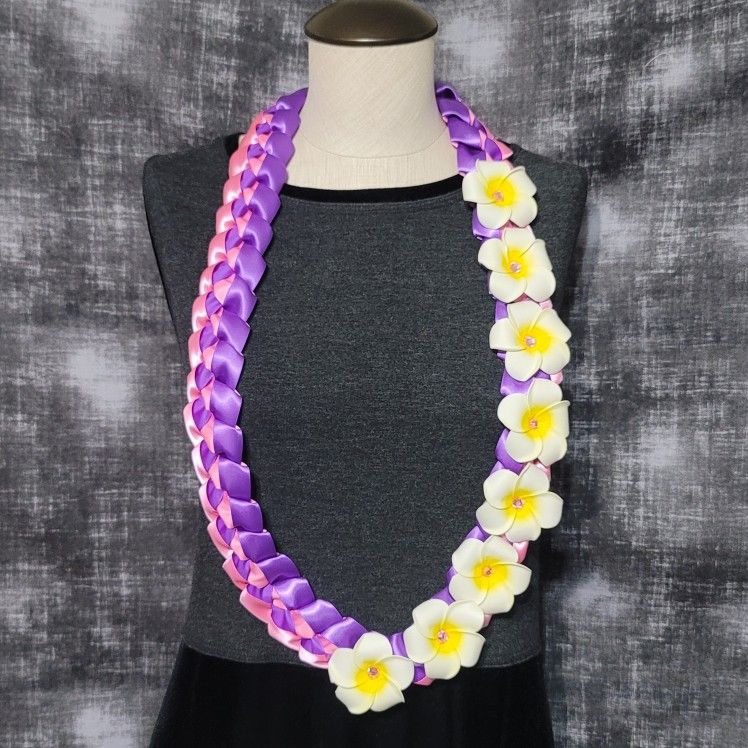Graduation Lei Gift Pink & Purple With Plumeria Flowers 2026