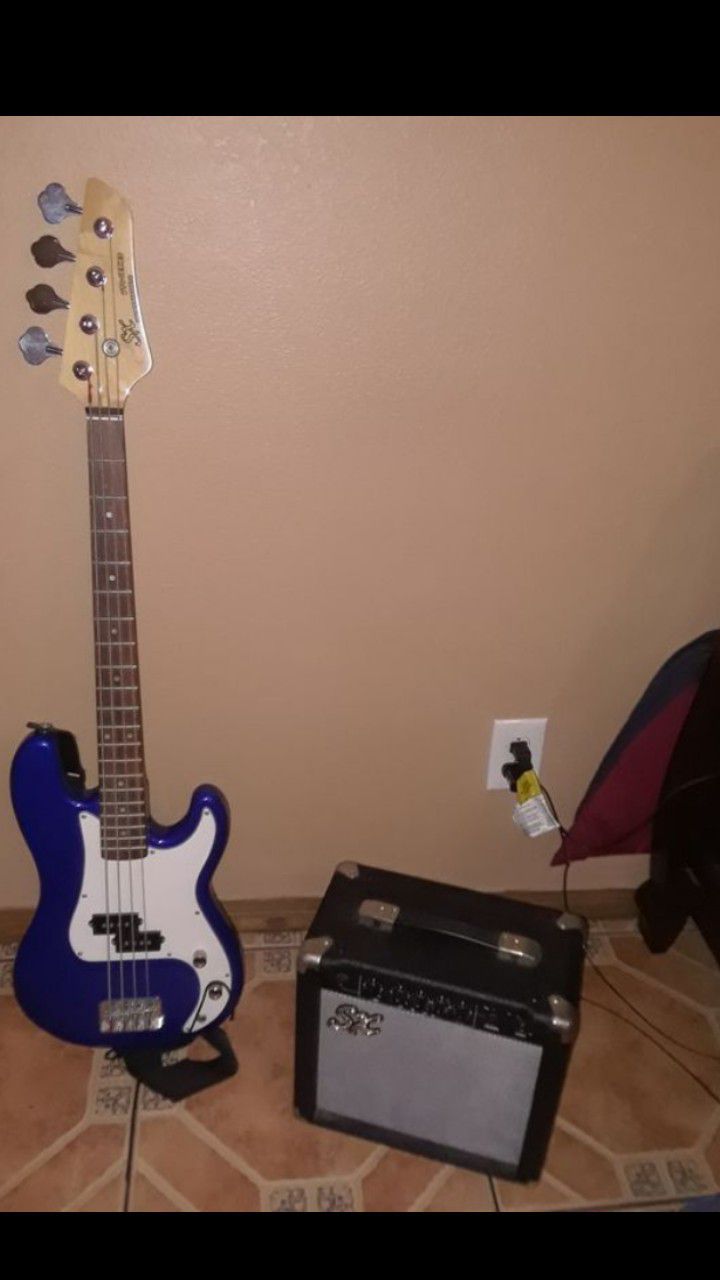 Bass guitar with a amp