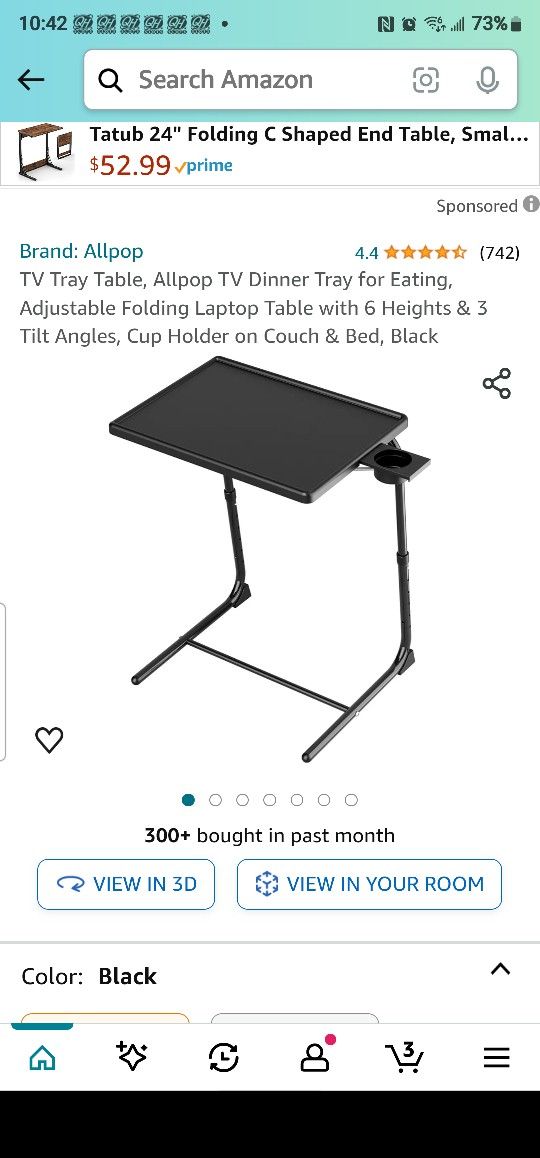 TV Tray Table For Elderly with Drink Holder