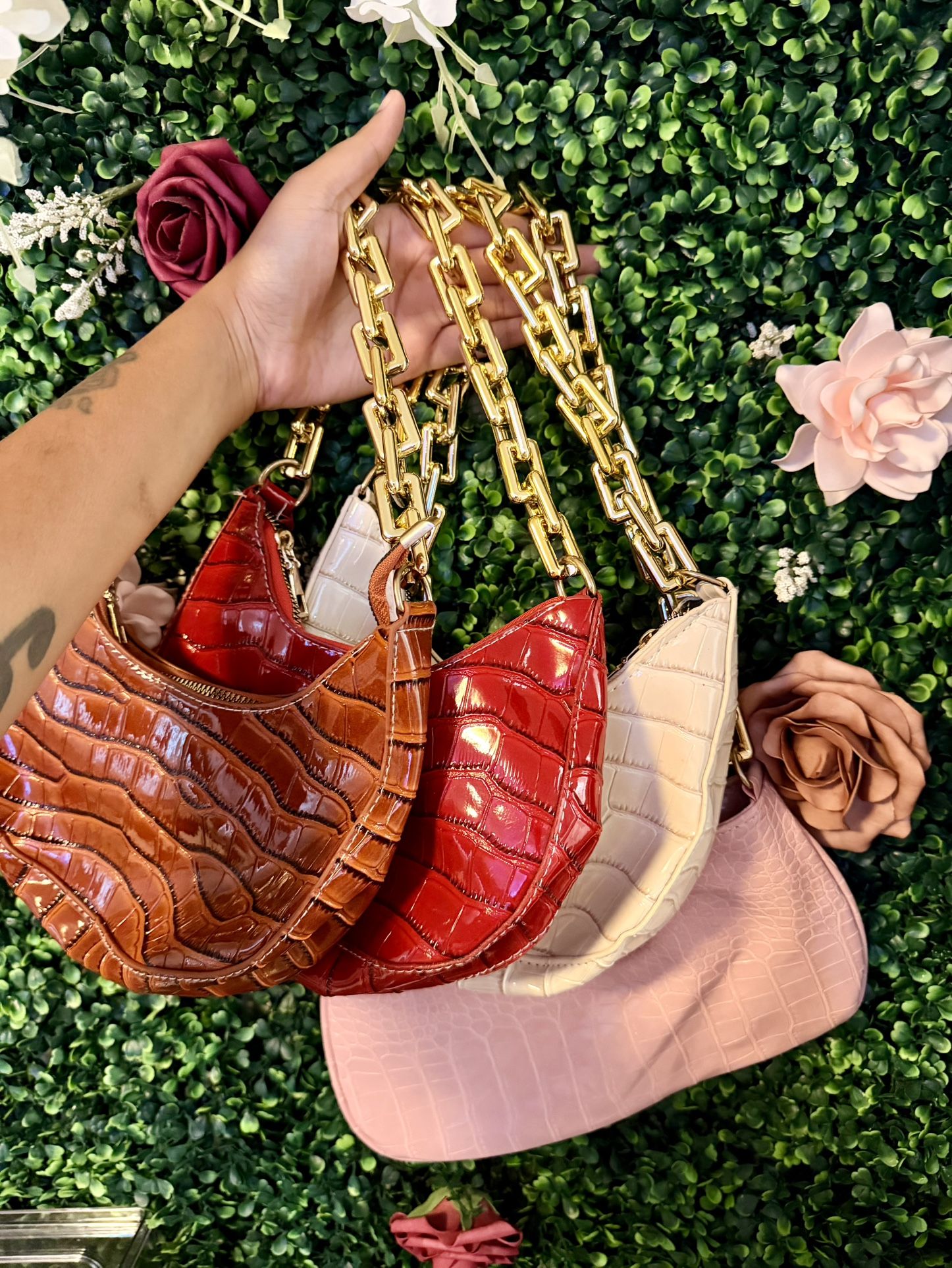 Set of 4 - SHEIN Faux Croc Bags