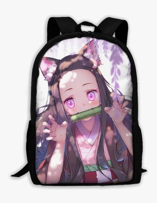 Anime Cartoon Backpack 17 Inch Girls Backpack Elementary Middle School Laptop Backpack Bookbag for Travel Hiking (A)