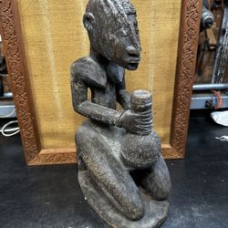 Antique African Fetish Congo Statue Fertility Carved Wood Songye