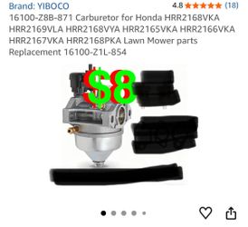 16100-Z8B-871 Carburetor for Honda HRR2168VKA HRR2169VLA HRR2168VYA HRR2165VKA HRR2166VKA HRR2167VKA HRR2168PKA Lawn Mower parts Replacement 16100-Z1L